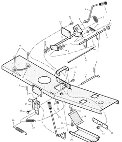 Mower Housing Suspension Diagram and Parts List for 309029X51B  Briggs and Stratton Lawn Tractor